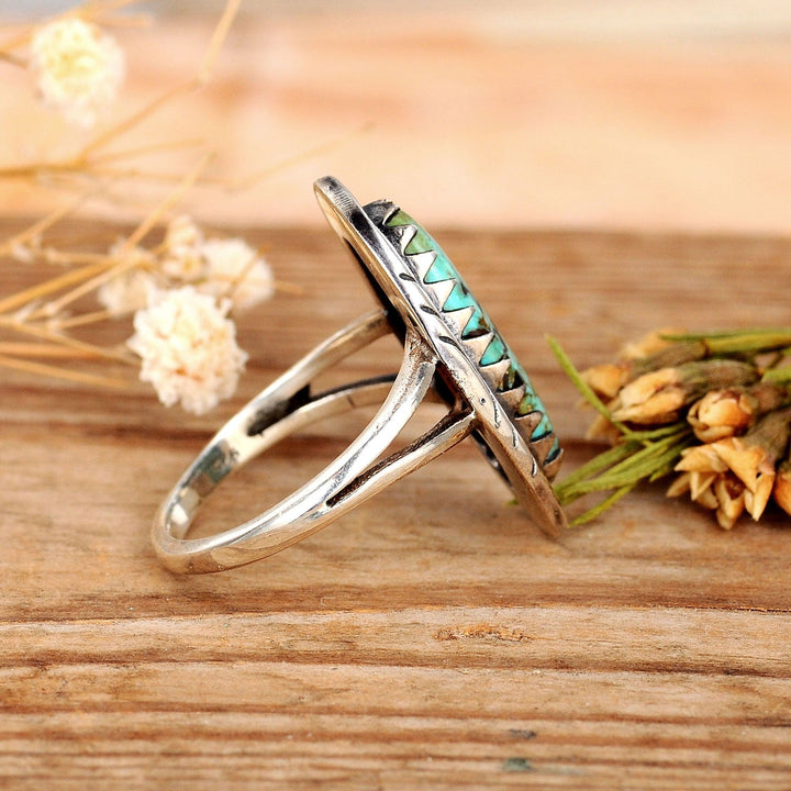 Southwestern Style Real Turquoise Ring in Sterling Silver