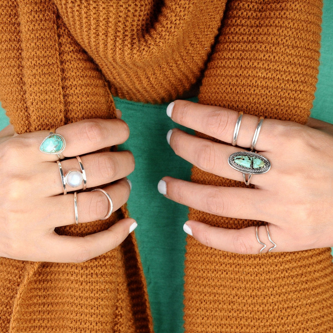 Southwestern Style Real Turquoise Ring in Sterling Silver