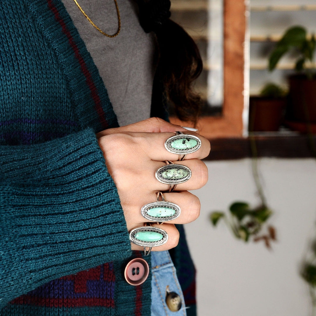 Southwestern Style Real Turquoise Ring in Sterling Silver