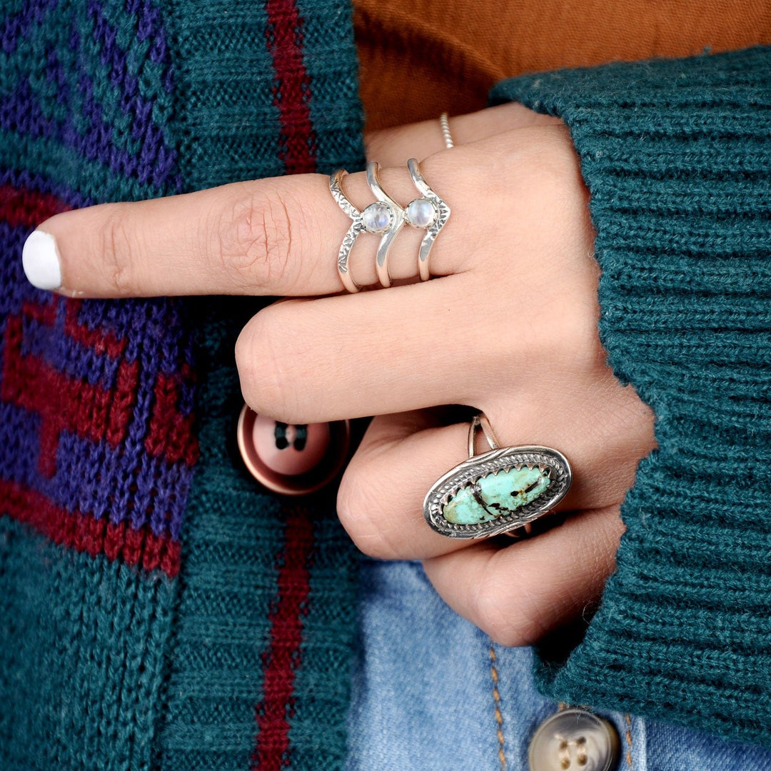 Southwestern Style Real Turquoise Ring in Sterling Silver