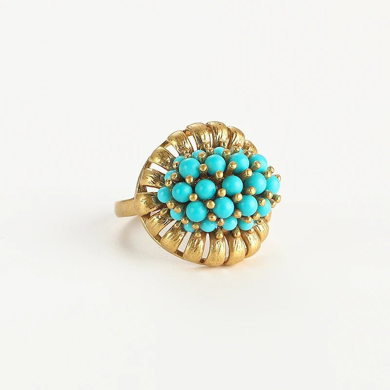 Bague Vintage Fleur en Turquoise