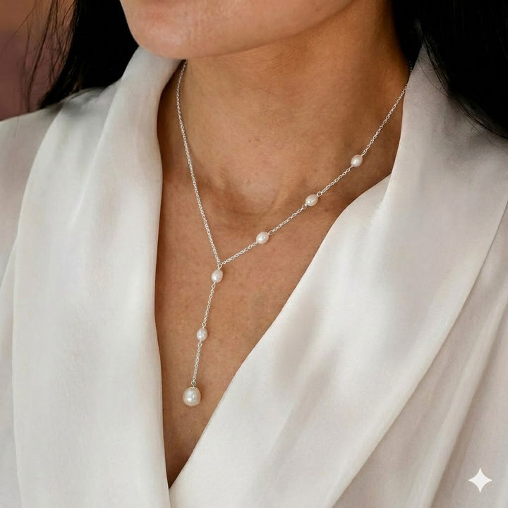 Collier Lariat en Perles Tombantes