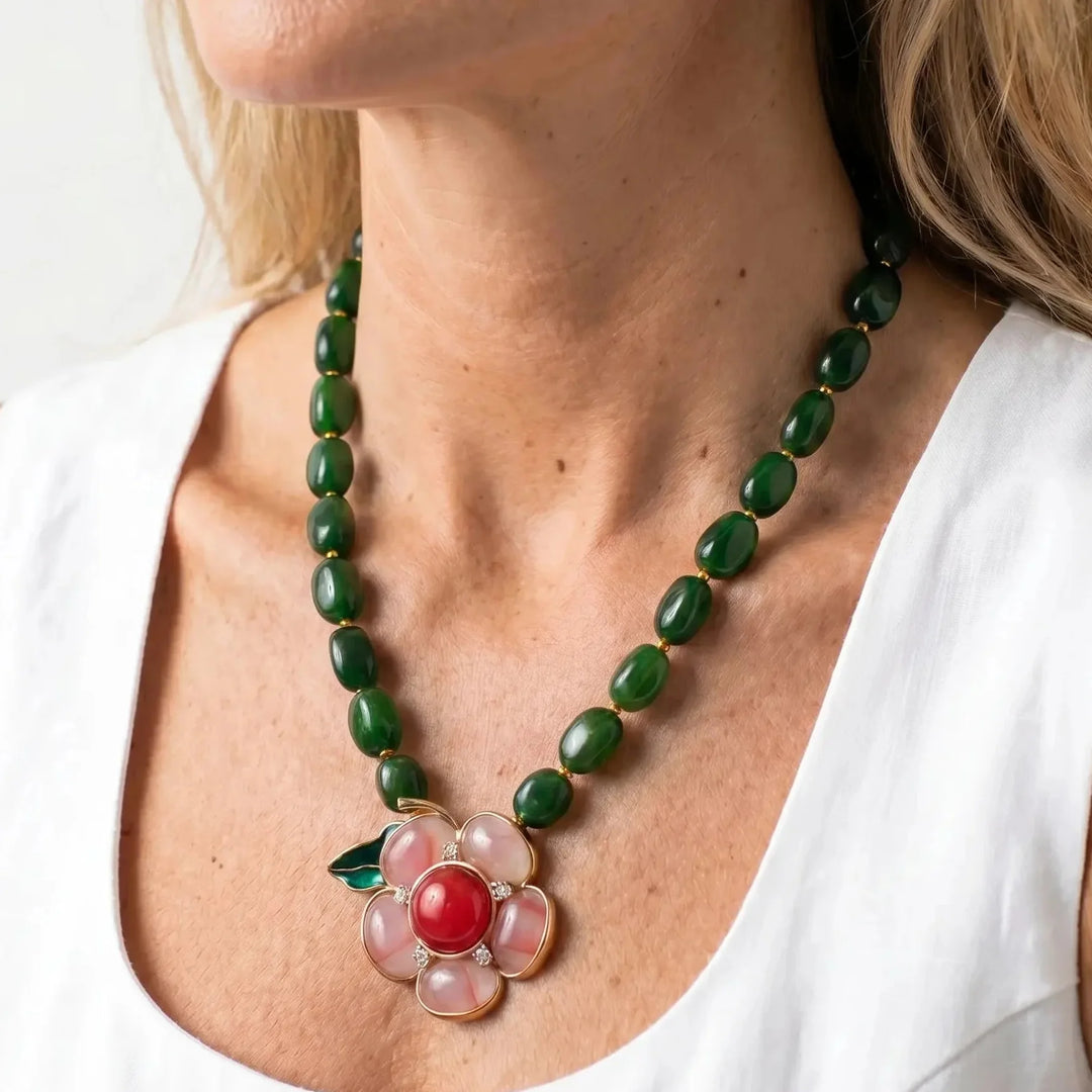 Collier Vintage Fleur Verdoyante
